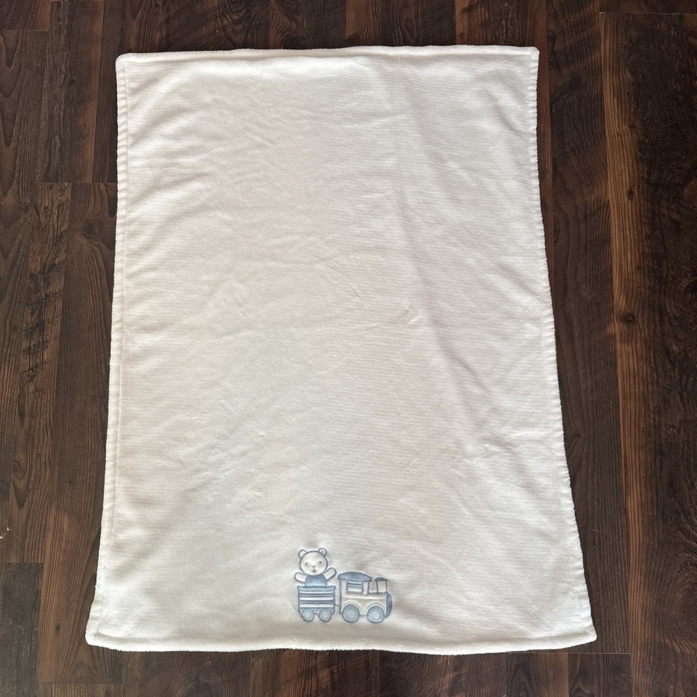 Little Me Train Teddy Bear Plush White And Blue Baby Blanket Security 2016 - Picture 3 of 6